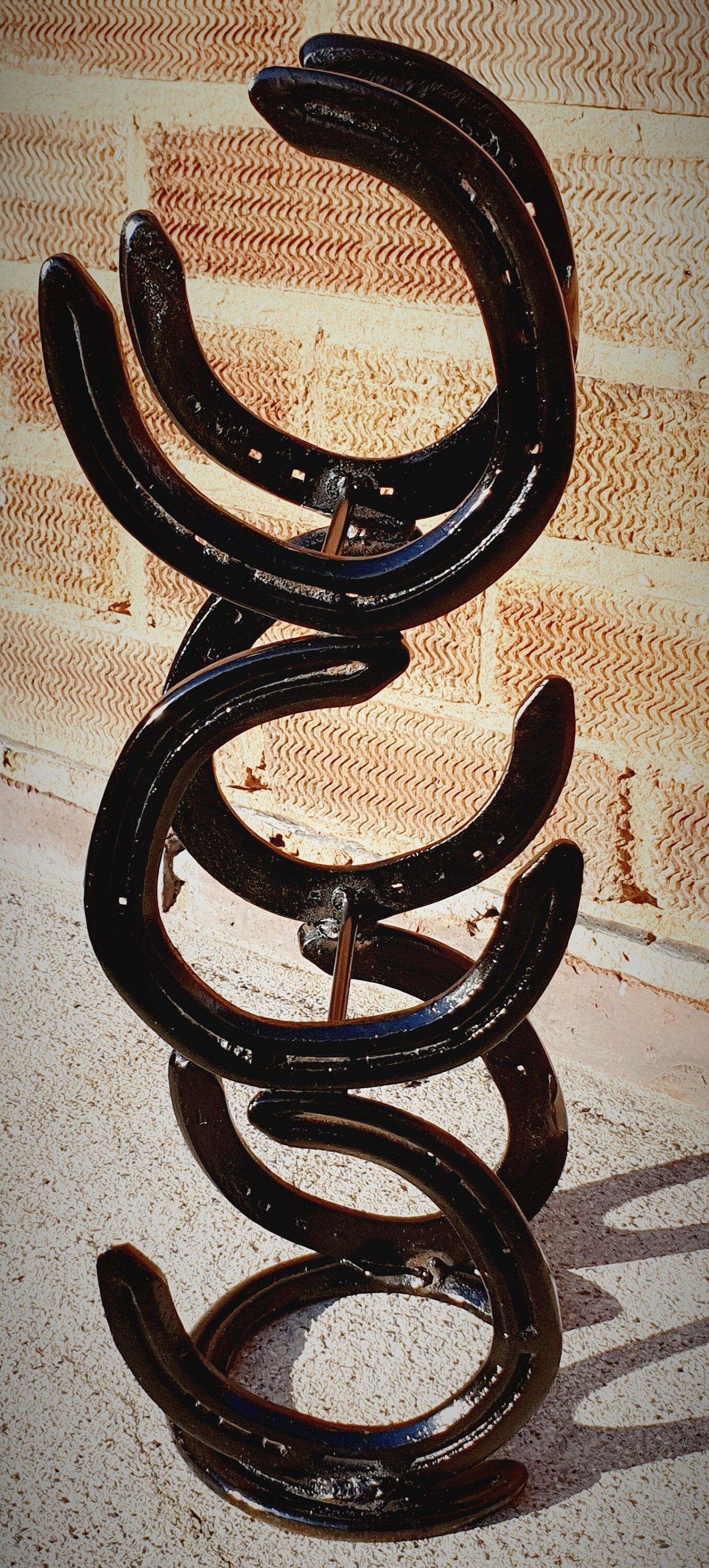 Original Hand Built Horseshoe 3 bottle wine rack, Equestrian Home Decoration.
