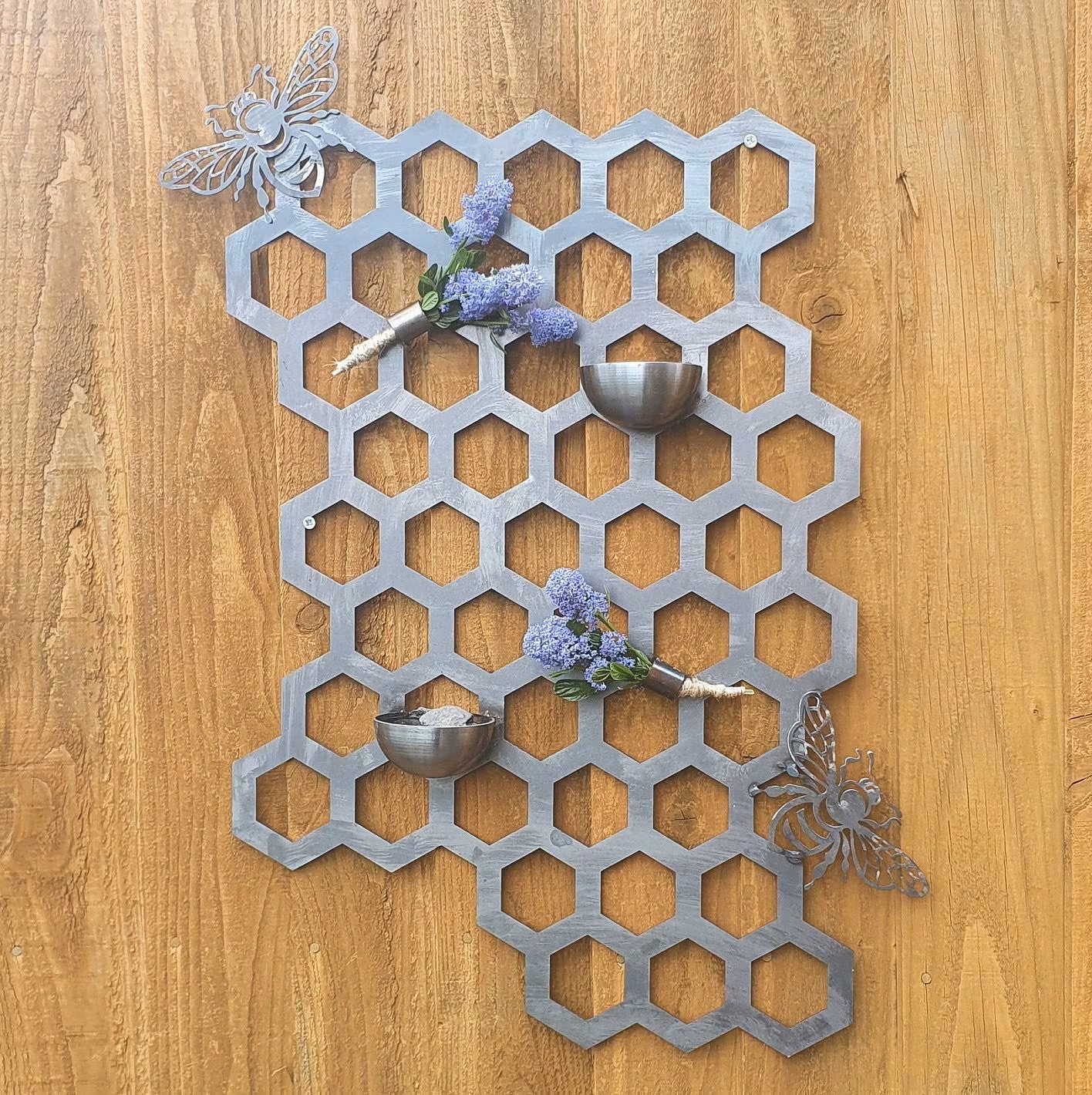 Hand Built Honeycomb Bee Bar Garden Wall Art. Garden Decoration