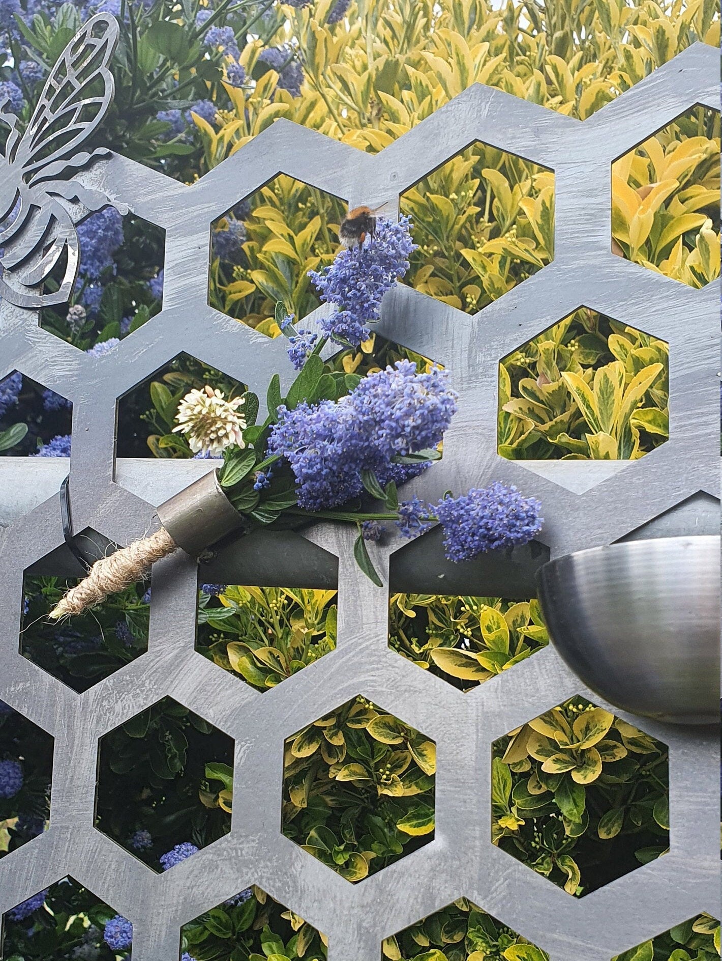 Hand Built Honeycomb Bee Bar Garden Wall Art. Garden Decoration