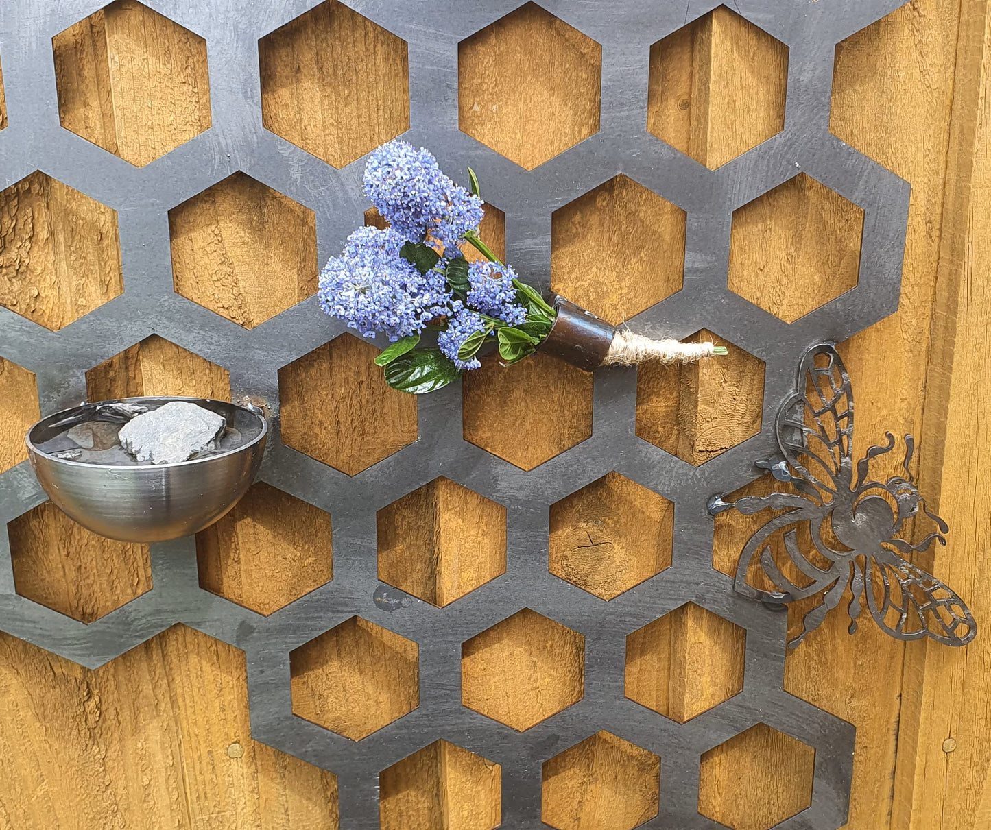 Hand Built Honeycomb Bee Bar Garden Wall Art. Garden Decoration