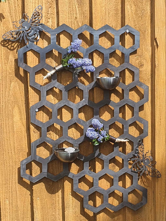 Hand Built Honeycomb Bee Bar Garden Wall Art. Garden Decoration