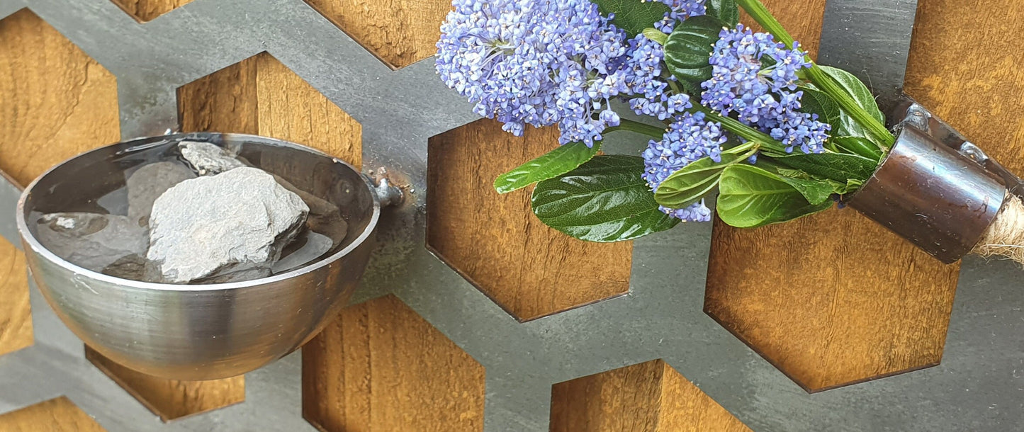 Hand Built Honeycomb Bee Bar Garden Wall Art. Garden Decoration