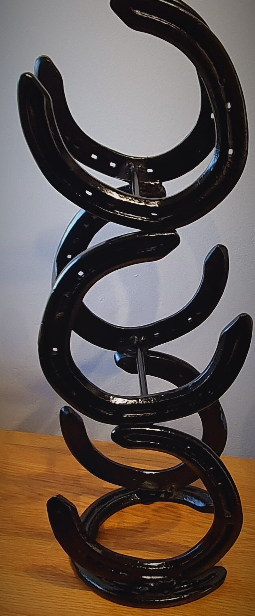 Original Hand Built Horseshoe 3 bottle wine rack, Equestrian Home Decoration.
